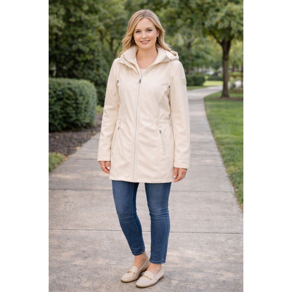 RALPH LAUREN New Softshell Jacket Inside Quilted Vesty MEDIUM Cream Womens 20898